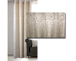 JEMIDI Decoratief gordijn kant en klaar - 140 x 245 cm - 1 stuk niet-transparant gordijn afgewerkt met glans en textuur - Champagne