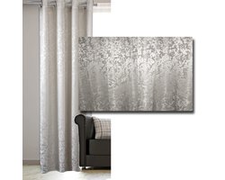 JEMIDI Decoratief gordijn kant en klaar - 140 x 245 cm - 1 stuk niet-transparant gordijn afgewerkt met glans en textuur - Wit