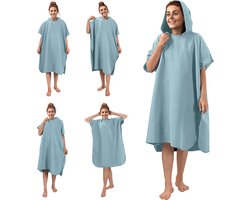 JEMIDI microvezel badponcho voor dames - Met capuchon - Sneldrogend en licht - Maat S/M in lichtgrijs