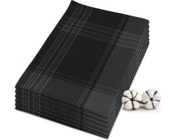 JEMIDI set van 6 katoenen theedoeken - 100 procent katoen - 50 x 70 cm - Droogdoek voor de afwas - Theedoek set - Zwart geruit