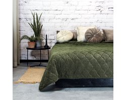 JENNY - Bedsprei - Ruitmotief - Heerlijk zacht - Green - 240x280