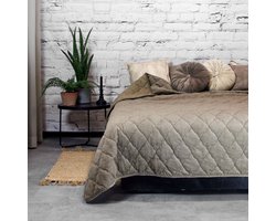 JENNY - Bedsprei - Ruitmotief - Heerlijk zacht - Taupe - 220x220