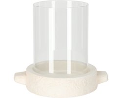 JENS Living Cement Lantaarn Jessie – Off White - Beige - Lantaarn & Kaarsenhouder – Sfeervol Windlicht – 15 cm