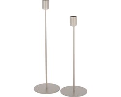 JENS Living Kandelaar finn - Set van 2 - Metaal - Grijs
