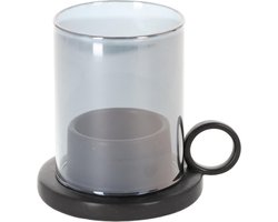 Jens Living | Kandelaar | Windlicht | Theelichthouder | Zwart | Porselein | Glas