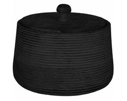 Jens Living Mango Opbergpot Xl - Opbergdoos met Deksel - Rond Hout - 7 liter - Ø22 X 20 cm - Zwart