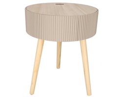 JENS Living Opberg Bijzettafel Levi - Salontafel - Nachtkastje - Tafel met opbergruimte - 38 x 38 x 48 cm - Taupe - Rond