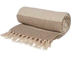 JENS Living Plaid Noa - Gerecycled katoen - 130 x 180 cm - Beige