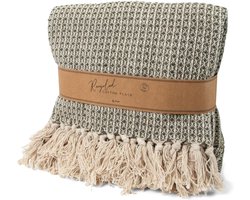 JENS Living Plaid Wafel - Gerecycled katoen - 130 x 180 cm - Groen