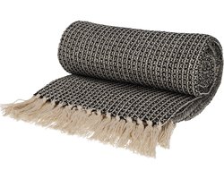 JENS Living Plaid Wafel - Gerecycled katoen - 130 x 180 cm - Zwart