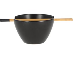 JENS Living Poke Bowl - Inclusief stokjes - 24 x 13,5 x 8,5 cm - Zwart