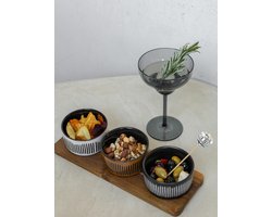 JENS Living Serveerplank Met Schaaltjes - Set van 3 - Gestreept