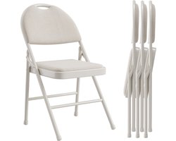 Jensaro Opvouwbare Klapstoelen Set van 4 - Vergaderstoel - Conferentiestoel - Bezoekersstoel - Met Stoffen Zitting - Beige