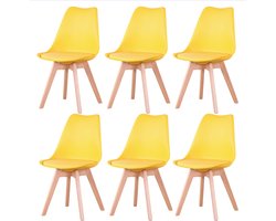 Jently eetkamerstoelen - stoelen - houten poten - kunststof - set van 6 - geel