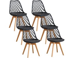 Jently eetkamerstoelen - stoelen - scandinavische stijl - massief houten poten - 6 stuks - zwart