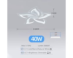 Jently kroonluchter - plafondlamp - plafondverlichting - bloemvormige lamp - dimbaar - binnenverlichting - modern - wit
