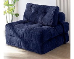 Jently slaapbank - 1 persoons slaapbank - bank - opklapbaar - met rugleuning - Navy blue