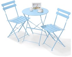 Jently tuinset - balkonset - bistroset - 3-delige tafel en stoelen set - 2 personen - blauw