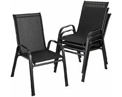Jently tuinstoelen - buiten stoelen - tuinzetels - terras stoelen - terras zetels - campingstoelen - weerbestendig - set van 4 - zwart