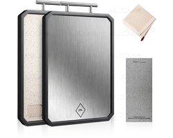 JeRie Titanium Snijplank - Dubbelzijdige Snijplankenset met Sapgeul & Raspfunctie - Tarwe Stro - Snijmat Cutting Board - Incl. handdoek & messenslijper