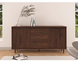 Jerzy|Dressoir 160 cm met 2 deuren3 lades in grenen gelakt bruin