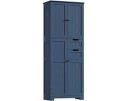 Jessi Store - Badkamerkast - Opbergkast - Hoge kast - Met lades - Kast met deuren - Verstelbare planken - 60x30x164,5 cm - Blauw