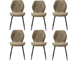 Jessi Store - Eetkamerstoelen - Eetkamerstoelen set van 6 - Moderne stoel - Gestoffeerd - Metalen poten - 48x42x86cm - Groen