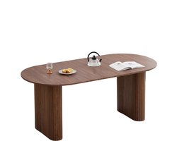Jessi Store - Eettafel - Eettafel ovaal - Voor 6 personen - Ovaal - MDF houttextuur - Moderne eettafel - 180x90x76cm - Donkerbruin