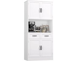 Jessi Store - Keukenkast - Buffetkast - Opbergkast keuken - Werkblad - 4 deuren - 2 lades - Multifunctionele kast - 180x80x36cm
