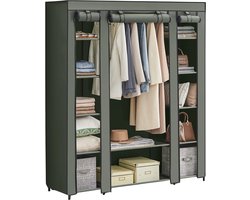 Jessi Store - Kledingkast - Kledingrek - Garderobekast - Opbergkast - Met Kledingroede - 12 Vakken - Opvouwbaar - Groen - 150x45x175 cm