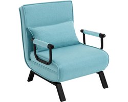 Jessi Store - Logeerbed - Slaapstoel - Slaapbank - Zetelbed - Fauteuil bed - Verstelbare rugleuning - Blauw - 65x78x75cm