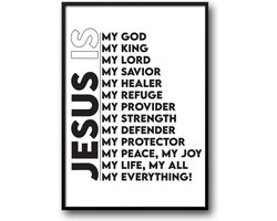 Jesus is my god fotolijst met glas - Prachtige kwaliteit - Woonkamer - Slaapkamer - Geloof - Kerk - Christenen - Harde lijst - Glazen plaat - inclusief ophangsysteem - Christelijk - Jezus