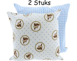 Jet by ter Steege Kussen - Happy Cow - roodbonte koeien - 100% Katoen - 40 x 40 cm - 2 stuks