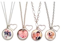 Jewellicious Designs Foto sieraad ketting Lots of Love - zilver - hart - 88 cm