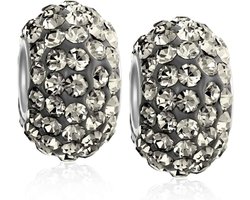 Jewelry Set van twee grijze grijze afstandskralen van massief glas voor tieners, compatibel met Europese bedelarmbanden, kern van 925 sterling zilver