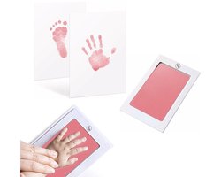 JGR – Baby handafdruk - Baby voetafdruk - roze - Set - Baby Art - Kraamcadeau - Babyshower Cadeau – Inktafdruk – Pootafdruk Hond & Kat – Inclusief beschrijving Nederlands/Engels