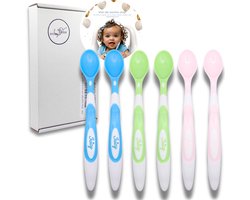 JGR – Baby Oefenlepels – Set van 6 - Zachte Siliconen Baby Lepels - BPA-vrij Peuter Bestek - Veilige Baby Voedingslepels - Ideaal voor Eerste Hapjes & Zelfstandig Eten