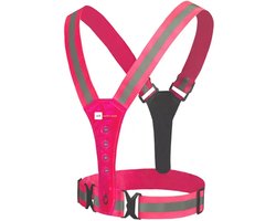 JGR Safety gear - Veiligheidsvest USB Oplaadbaar met Verlichting - Roze - Reflecterend Hardloopvest met LED Lampjes - Verstelbaar Hardloophesje Geschikt voor Wandelen / Joggen / Hardlopen / Fietsen / Schaatsen - One Size Fits All