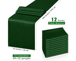 JGS ® 12 stuks satijnen tafellopers, 30 x 275 cm, rechthoekige tafelkleden, effen, tafelloper, zacht, fluweel, voor feest, bruiloft, verjaardagsfeest, tafeldecoratie