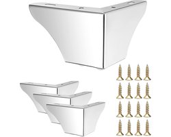 JGS ® 4 stuks stalen meubelpoten van 8 cm, kastpoten, poten voor stoelen, tafel, kast, tv-kasten, lades, bank met schroeven, meubelpoten, eenvoudige montage, driehoek (zilver)