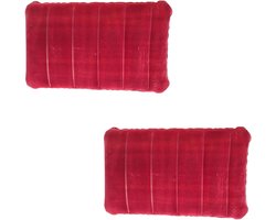 JGS ® Compacte Opblaasbare Kussen Set van 2 voor Camping en Reizen in Diep Rood