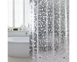 JGS ® Douchegordijn, schimmelwerend met gewichtmagneten aan de onderkant, 0,15 mm [120 x 180 cm], waterdicht, antibacterieel EVA-gordijn voor douche en bad, voor kinderen, 3D-steenpatroon, incl. 8