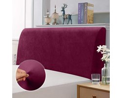 JGS ® Hoofdbordbedekking voor bed, elastische hoofdbordbescherming, all-inclusive design, effen elastische bescherming, rode wijn 180-200 cm