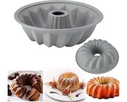 JGS ® Kwalitatieve Grijze Siliconen Bakvorm voor Bundtcake van 20 cm met Antikleeflaag