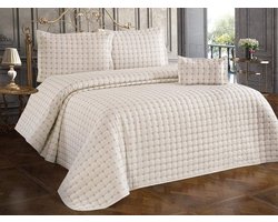 JGS® - Luxe Gewatteerde Beddenset in Crème voor Tweepersoonsbedden 260 x 260 cm-