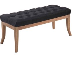 JGS® - Luxe Zitbank Ramses Hoogwaardige Stoffen Bekleding Antiek-lichte Houten Poten Zithoogte van 46 cm Kleur: Zwart Maat: 100 cm -