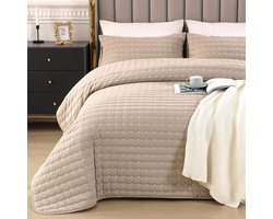 JGS ® Luxueuze Khaki Bedsprei Set met Geborduurde Kussenslopen voor Stijlvol Slaapcomfort