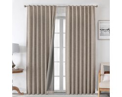 JGS Premium - 100% verduisteringsgordijnen 2 stuks - thermische gordijnen voor woonkamer, kinderkamer, slaapkamer - linnen - 2 x 140 x 245 cm