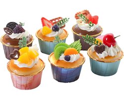 JGS Premium - 6 stuks Nep Cupcake Model Taart Decoratie Tool voor Thuisfeest Bruiloft Fotografie Decoratie - Realistisch en Kleurrijk