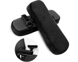 JGS Premium - Armleuningbeschermers voor bureaustoel - Ergonomisch kussen met gel-traagschuim - Elleboogdruk verlichten - Set van 2 stuks - Zwart.